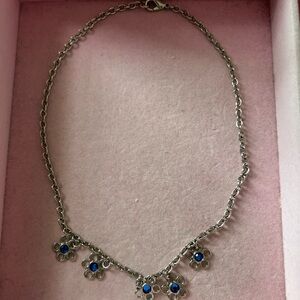 Elegant Silver Necklace with Blue Accents